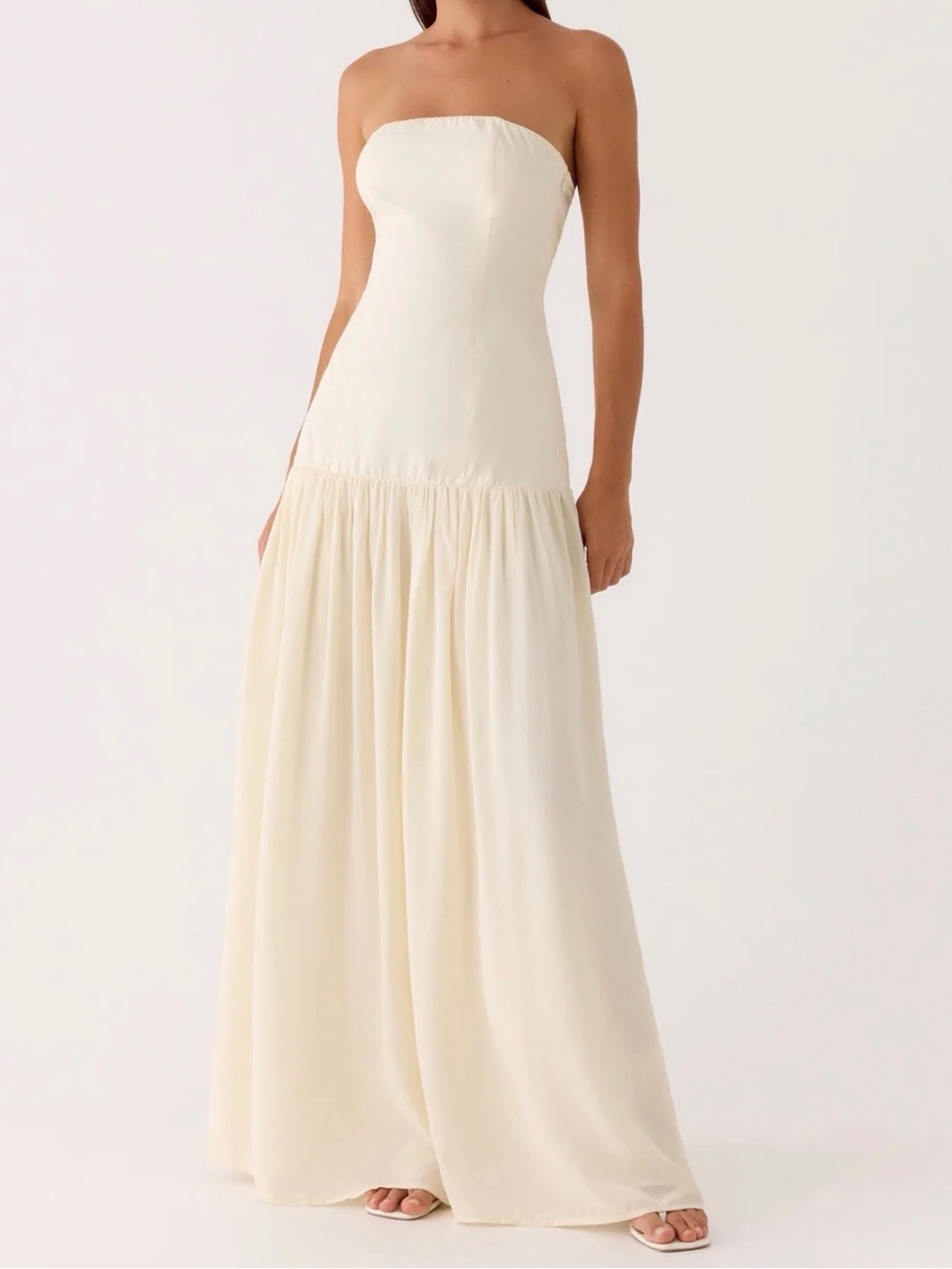 Strapless ivory Maxi Dress - Elegant Evening Gown